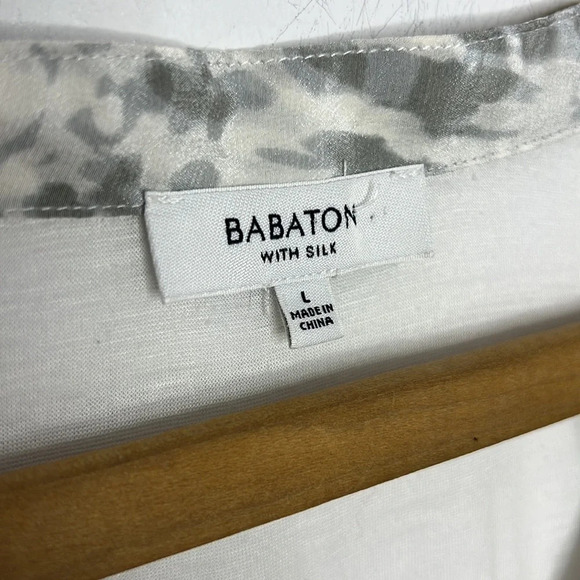 BABATON Aritzia Animal Print Silk Cotton Blend Long Sleeve V Neck Blouse - Picture 7 of 9